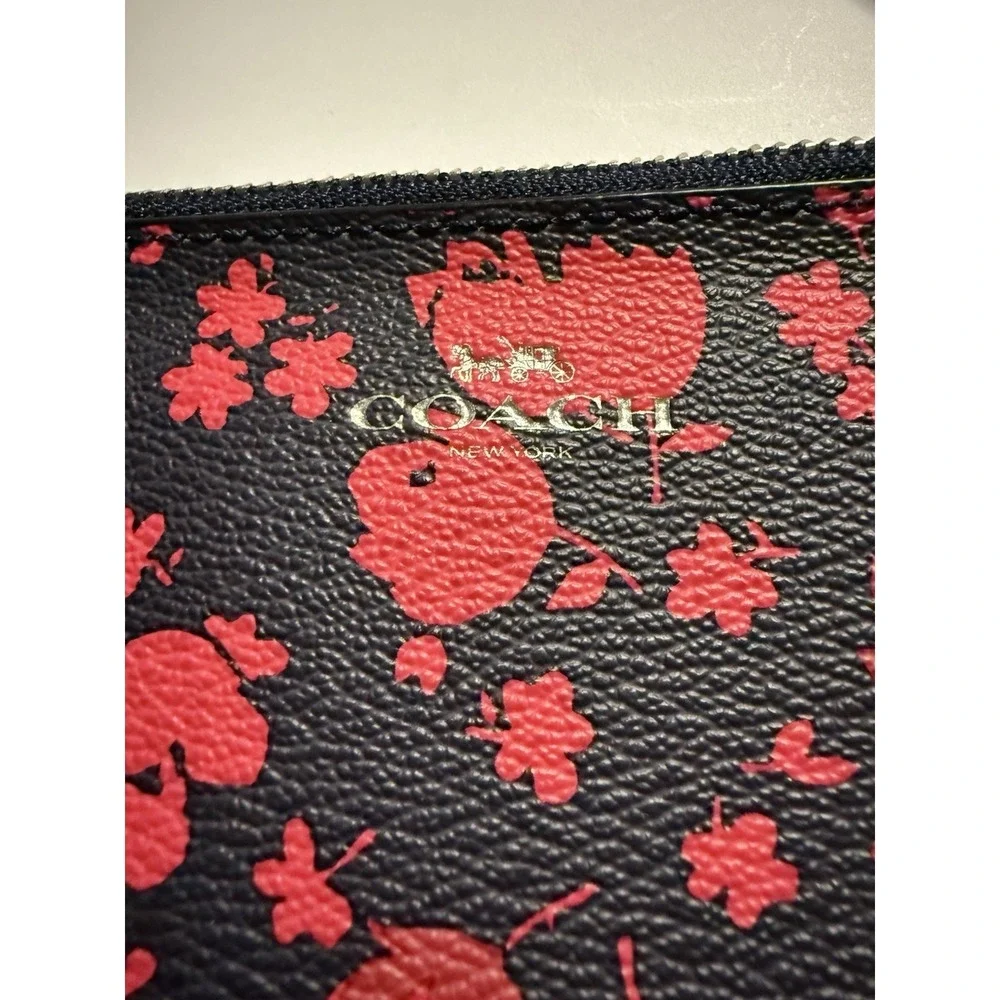 Coach Midnight Pink Ruby Sienna Rose Black Small Wristlet H1632 F56025 Wallet